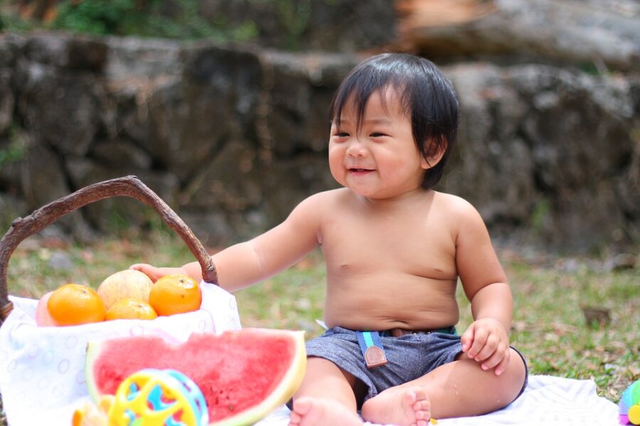 baby having a picnic